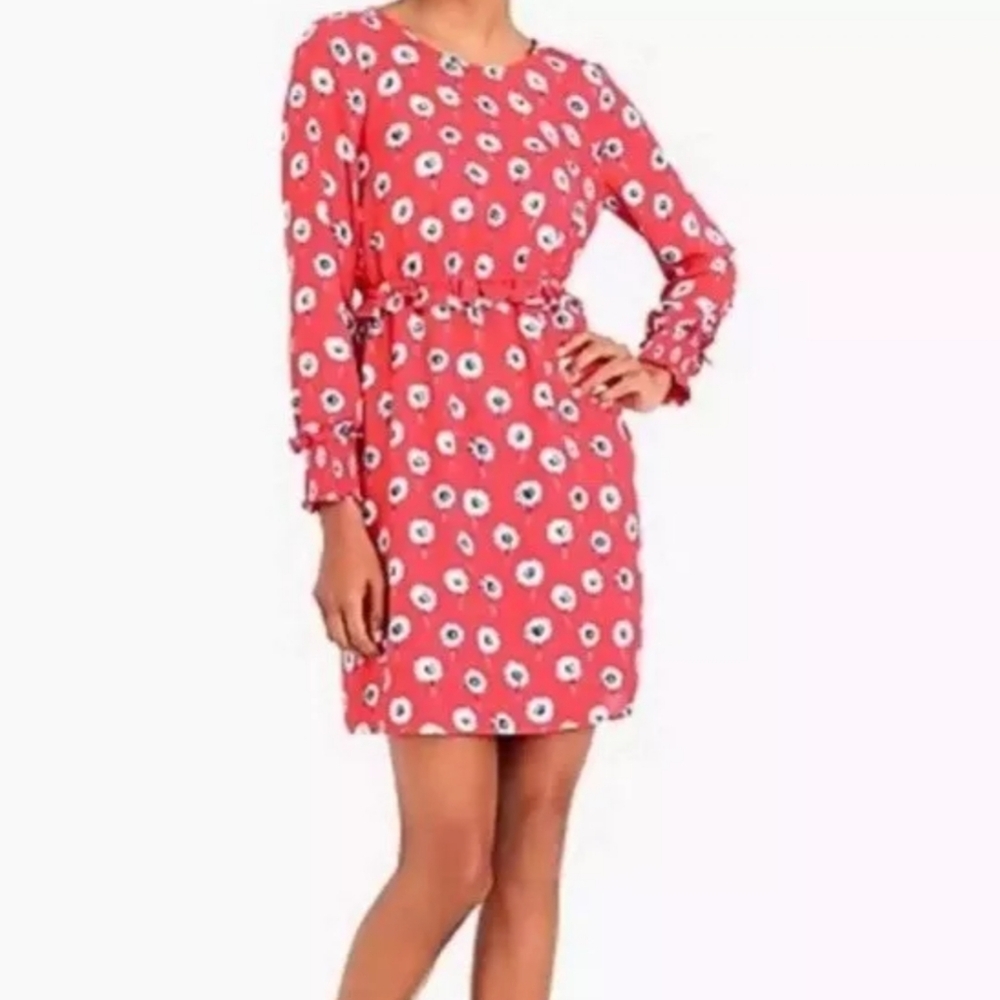 J. Crew Red Ruffled Bell Sleeve Sundress